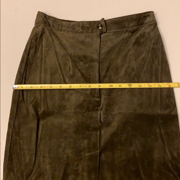Vintage The Limited Olive Green Suede Skirt Sz 10 - Picture 7 of 8